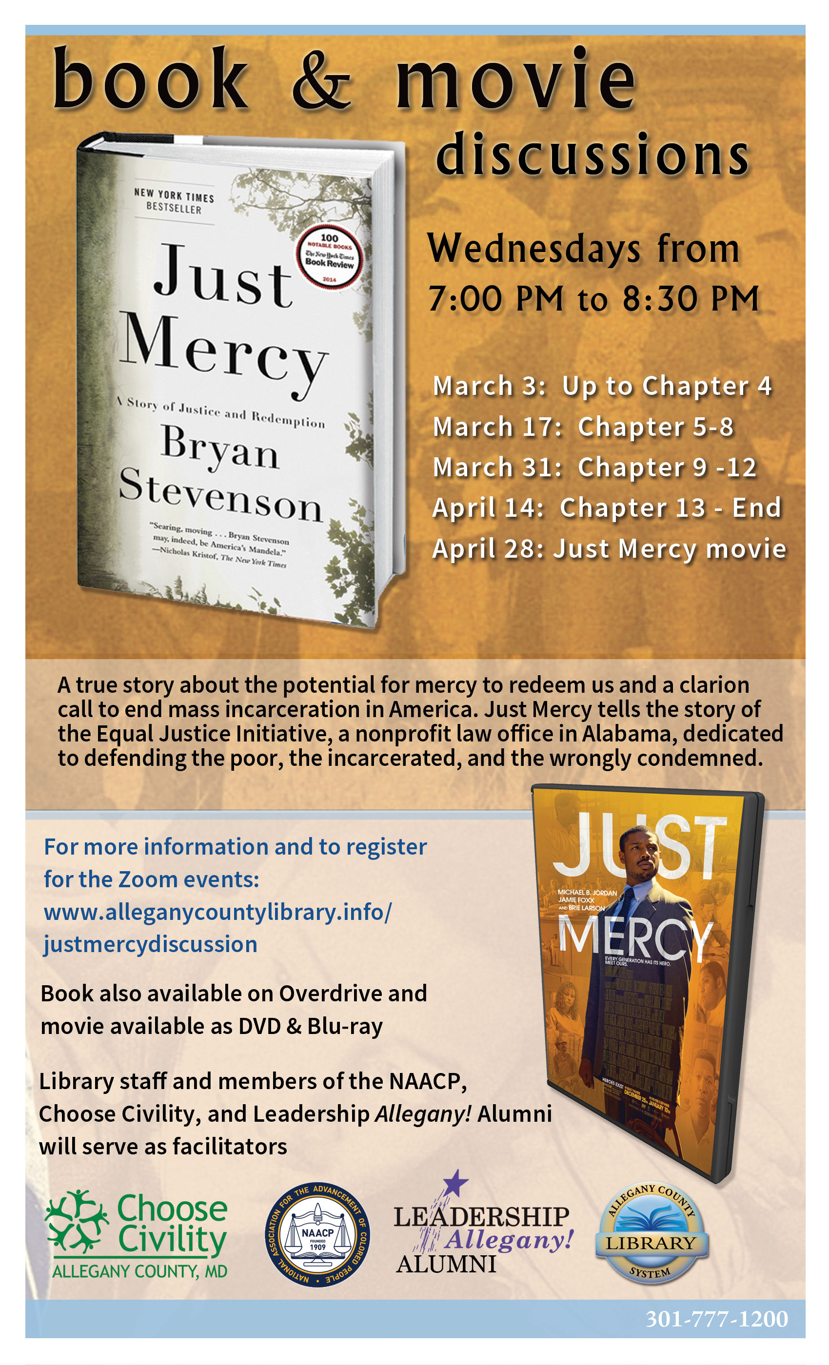 Just Mercy book discussion poster