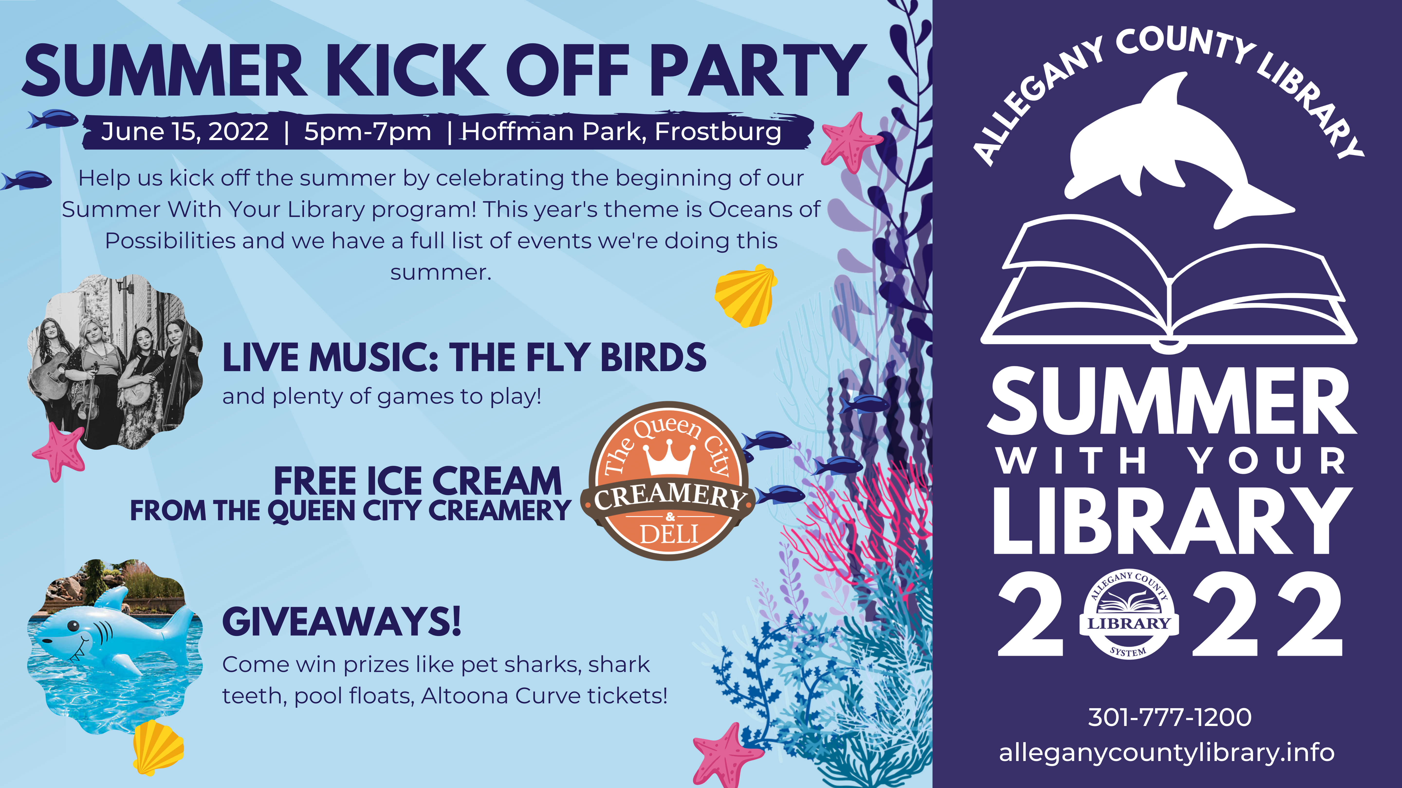 Summer Reading logo on the right, event details on the left