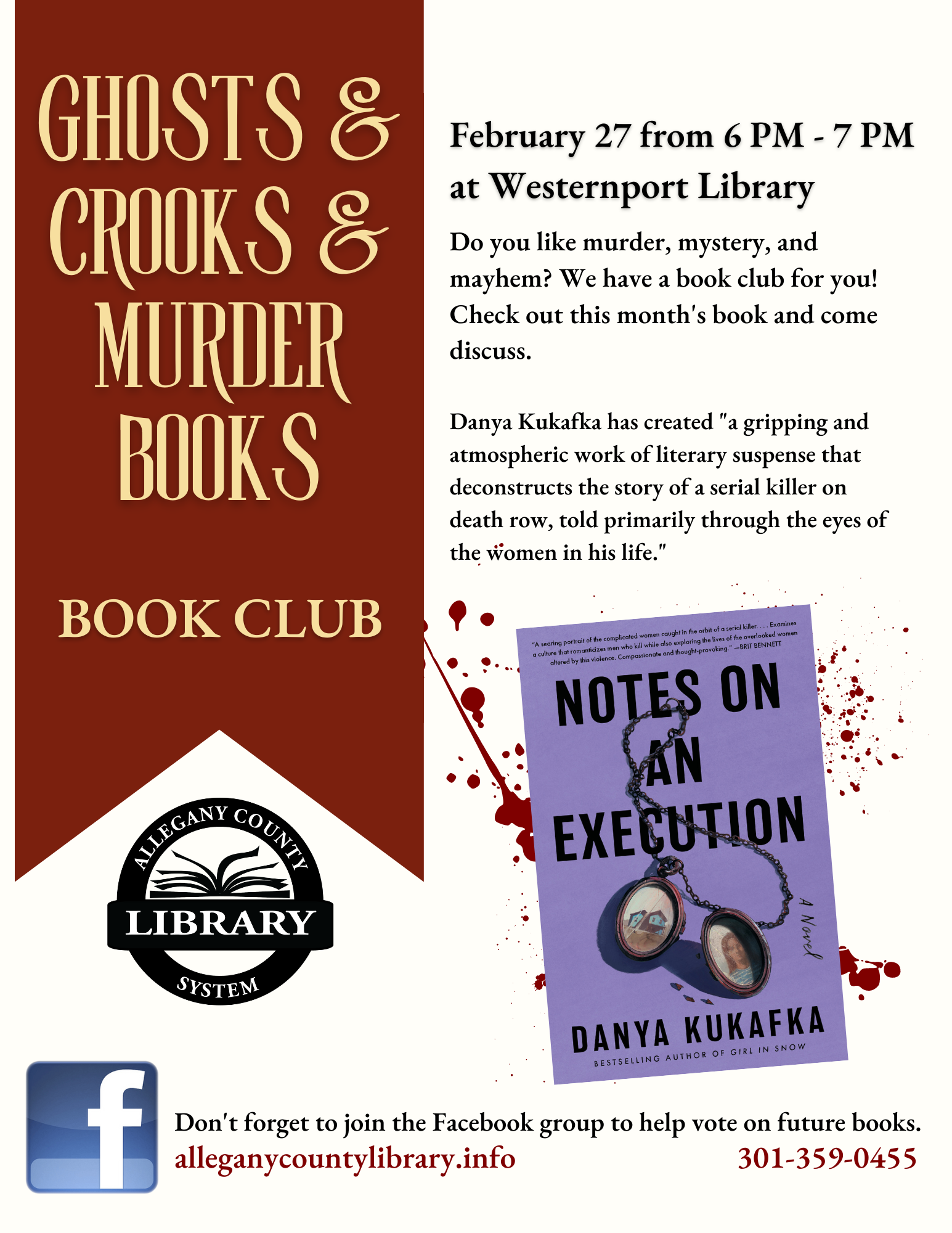 Event details to the left, on the right is the cover for Notes on an Execution on the right