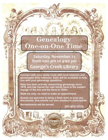 Genealogy One-On-One Flyer 