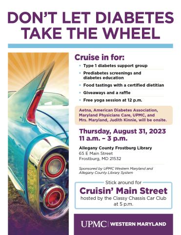 UPMC Western Maryland flyer for Don't Let Diabetes Take The Wheel event with details