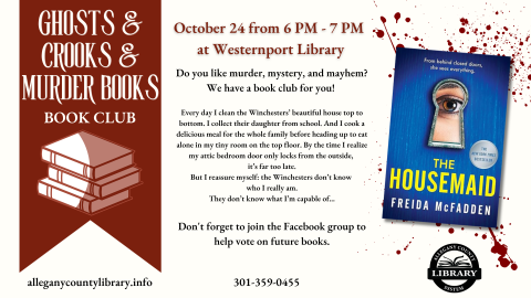 Ghosts, Crooks, and Murderers book club flyer with event details