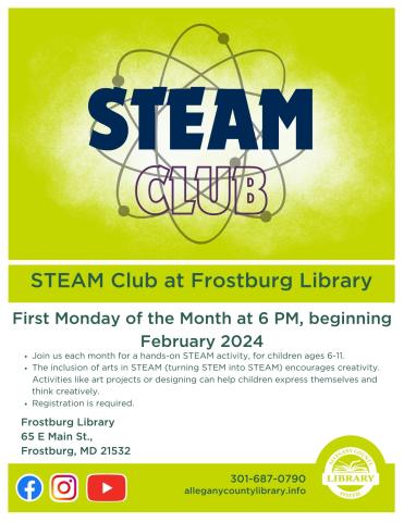 STEAM Club image with science related graphics