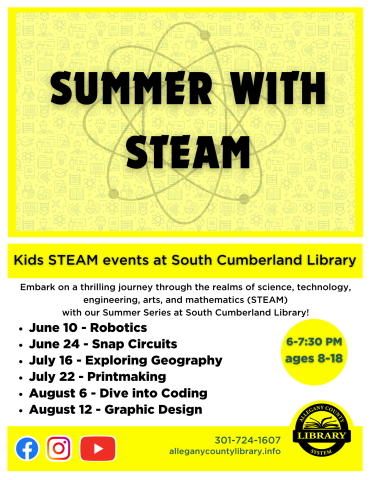  STEAM For Kids at South Cumberland Library - Robotics  Monday, June 10, 2024 6:00pm - 7:30pm 