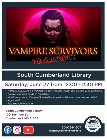 Vampire Survivors tournament at South Cumberland Library
