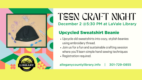 Teen Craft  Night Upcylceld Sweatshirt Beanie