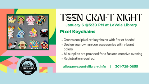 Teen Craft Night Pixel Keychain example photo