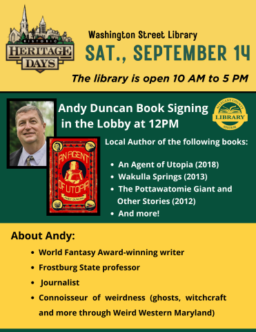 Andy Duncan Book Signing  in Washington Street Library lobby at 12PM