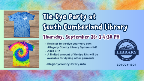 Tie-Dye Party at South Cumberland Library - Sept 26 