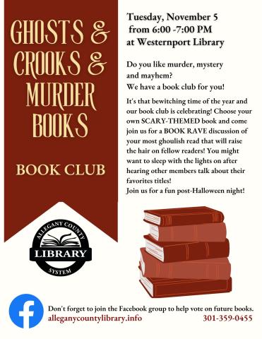 Ghosts, Crooks and murder books bookclub flyer