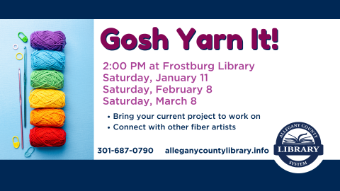 Colorful yarn advertising Gosh Yarn It event. See event description for more information.