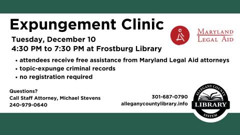 Expungement Clinic with Maryland Legal Aid at Frostburg Library