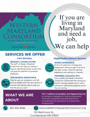 Western Maryland Consortium Job Services flyer