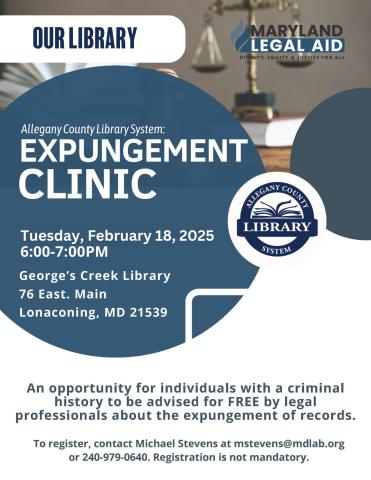 Expungement Clinic at George's Creek Library graphic