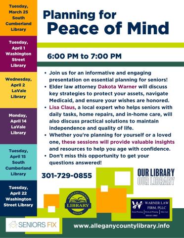 Planning for Peace of Mind flyer