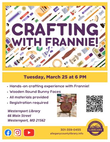 Hands-on crafting experience with Frannie making wooden round bunny faces!