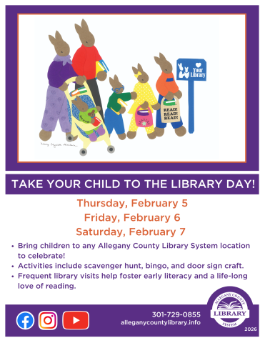 Flyer for Take Your Child to the Library Day 2026