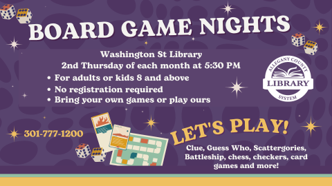 Game Night details with a cartoon picture of a generic board game.