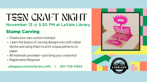 Teen Craft Night Stamp Carving