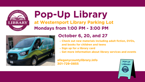 Pop- Up Library Flyer Featuring the Library Programming and Events Van
