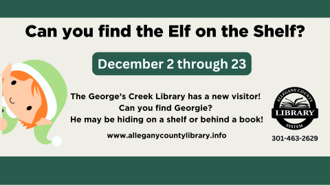 Graphic for Elf on the Shelf at George's Creek Library, 12022025.