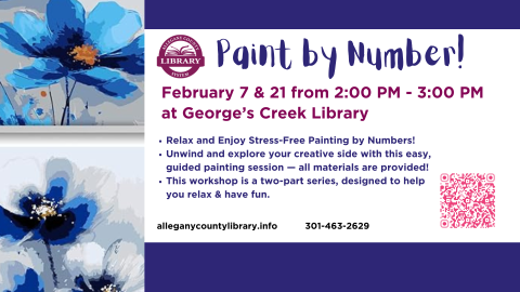 Paint by Number graphic. February 7 & 21 from 2:00 PM - 3:00 PM