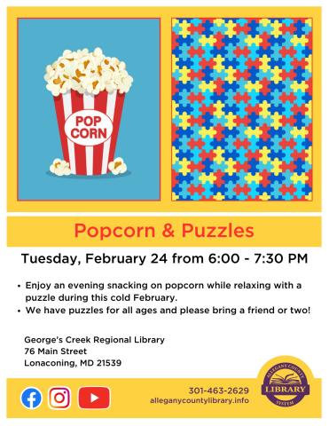 Popcorn and Puzzles flyer