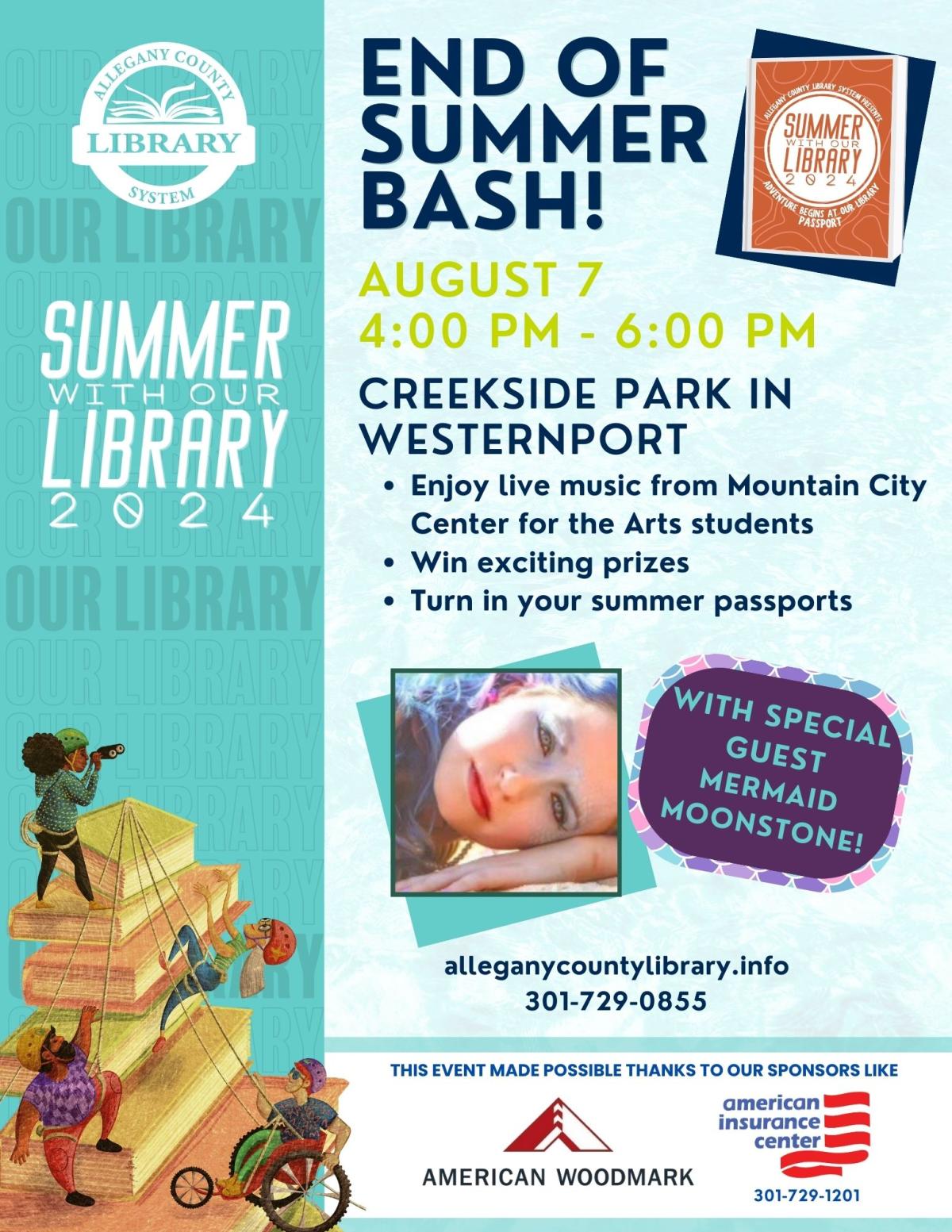 End of Summer Bash!  August 7 at 4 p.m. in Westernport's Creekside Park