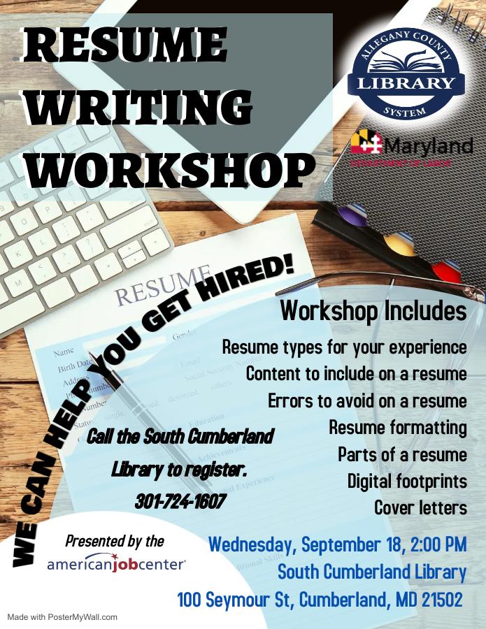 Resume Writing Workshop - South Cumberland Library