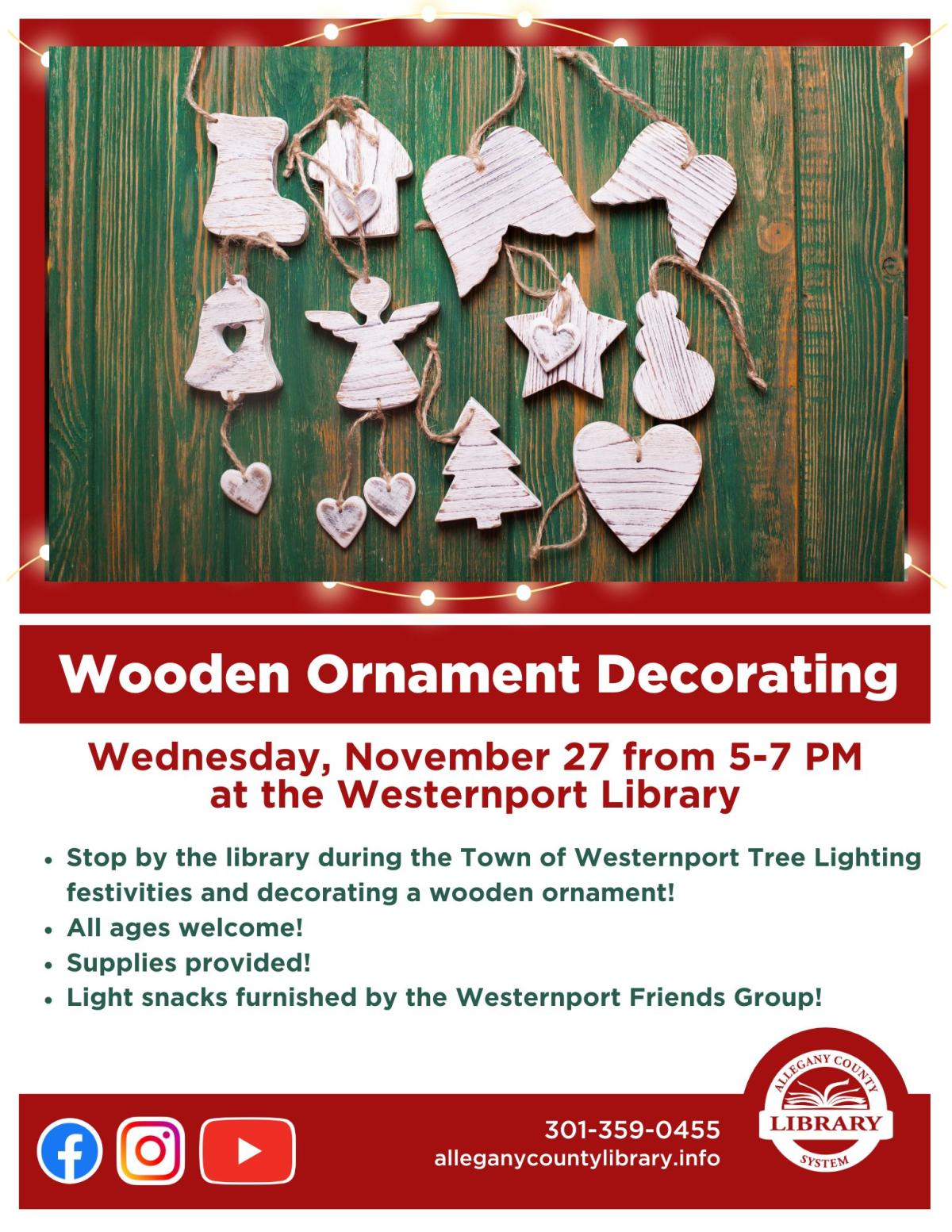 Wooden Ornament Decorating flyer