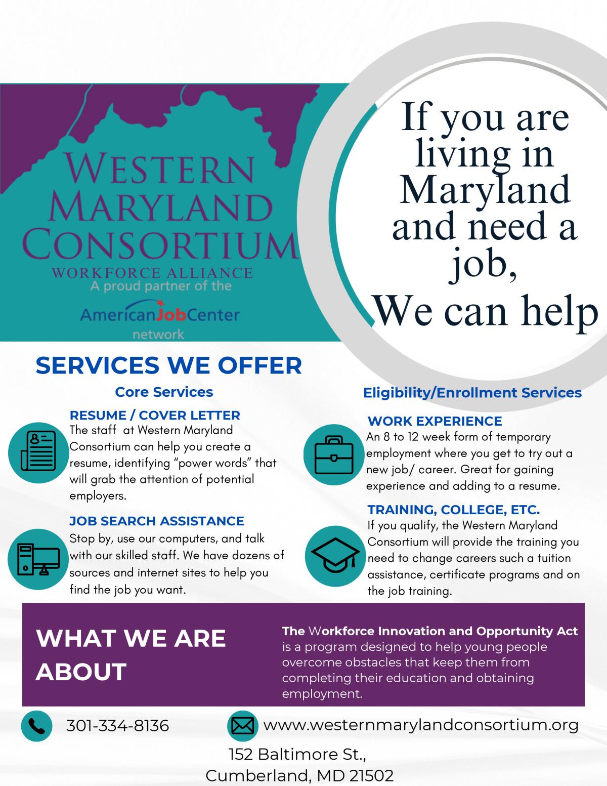 Western Maryland Consortium Job Services flyer