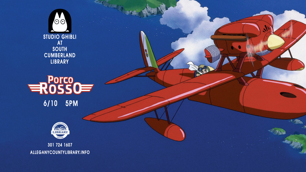 Porco Rosso at South Cumberland Library event poster - June 10 at 5PM