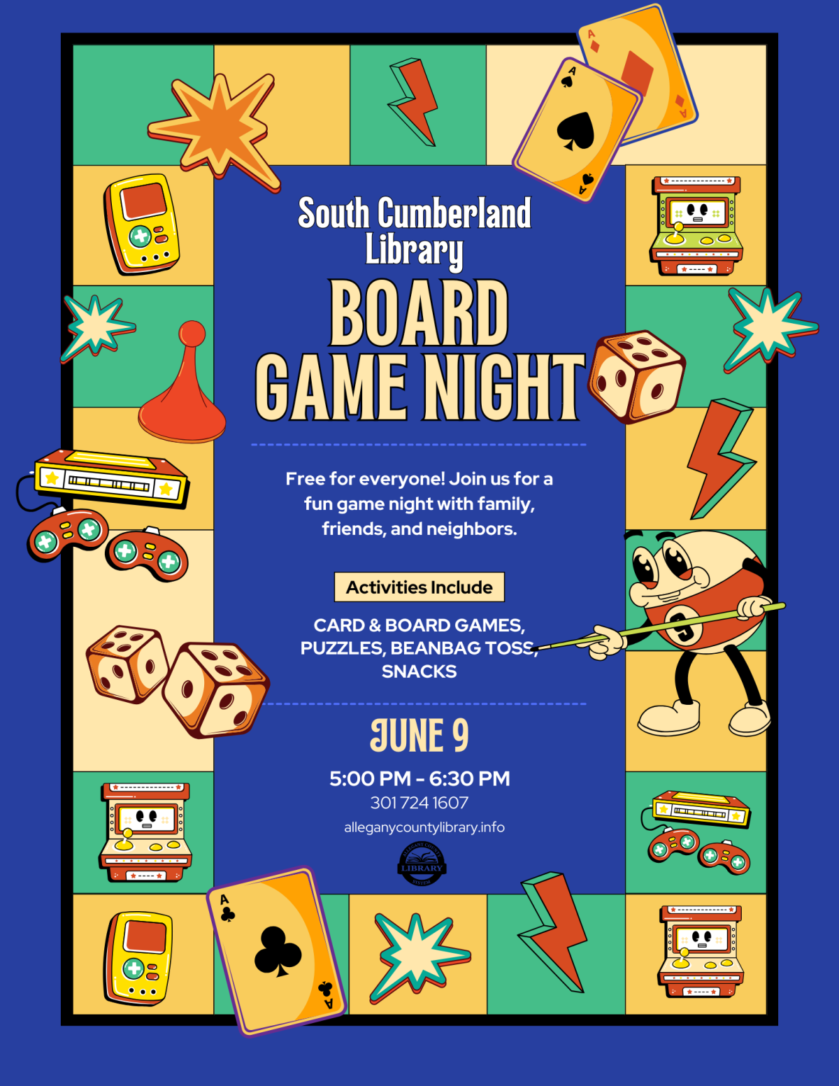 Board Game Night at South Cumberland Library Flyer