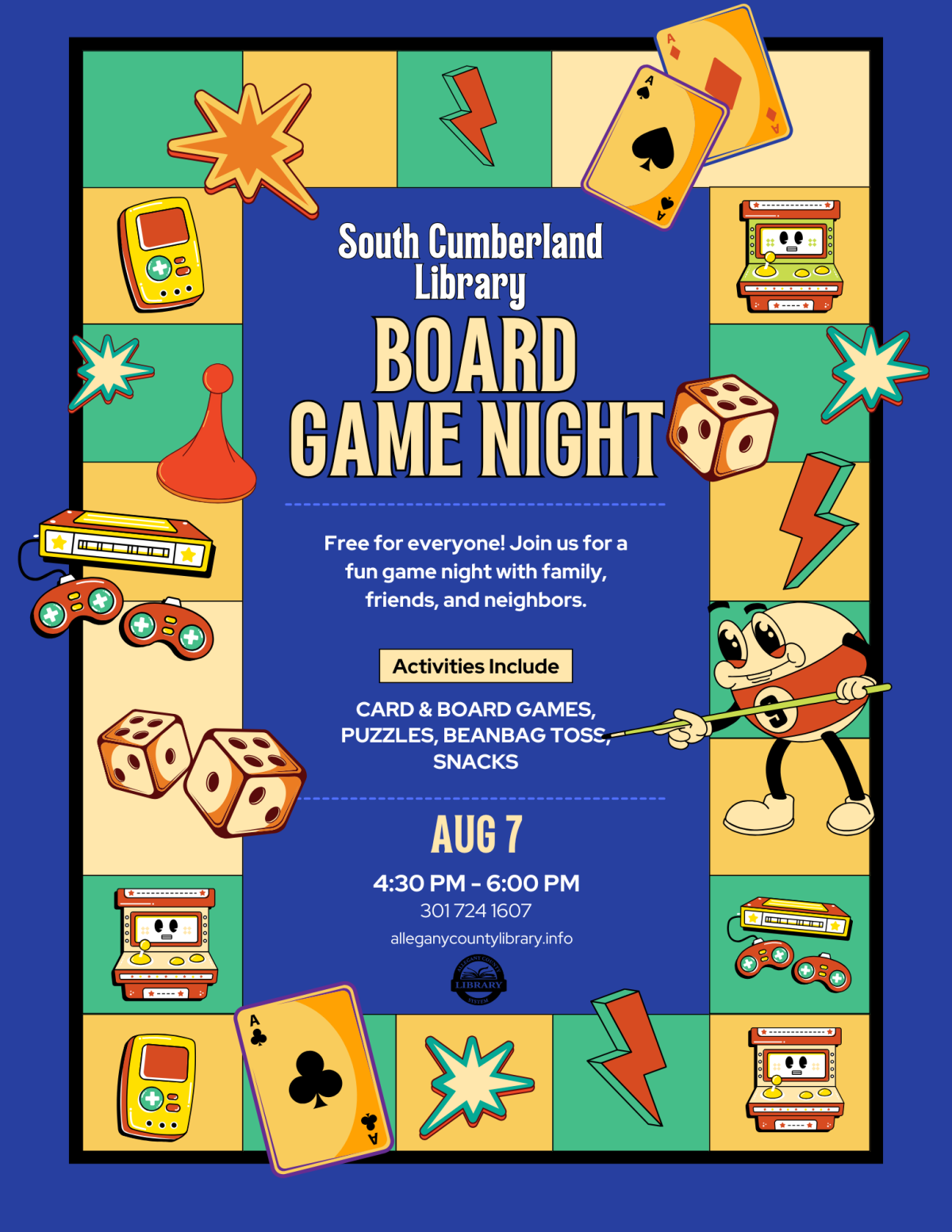 Board Game Night at South Cumberland Library Flyer