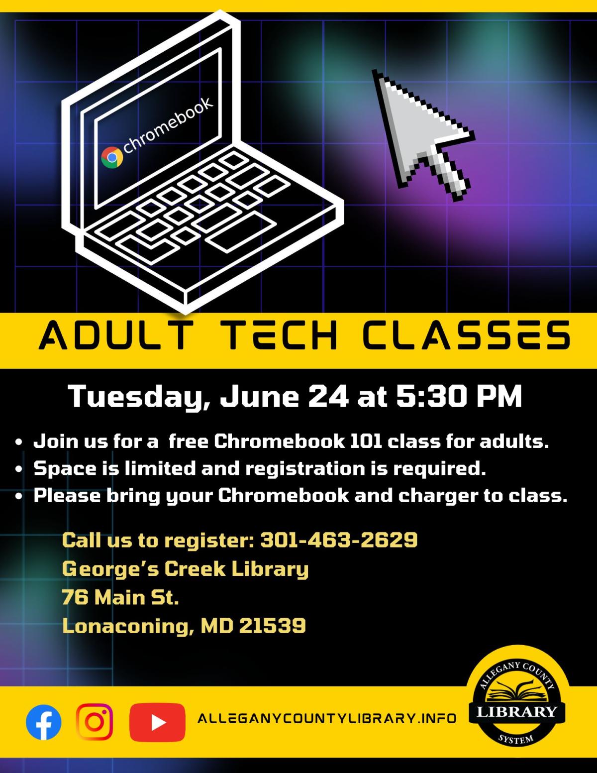 Graphic for Adult Tech Classes given 6-24-2025