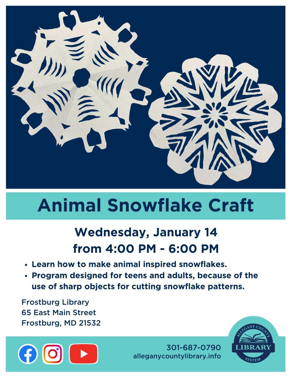 Animal Snowflake Craft Flyer